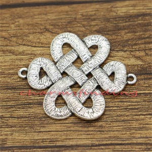 10 Stück chinesischer Knoten Charm Stecker Anhänger Große Größe Charms Antik Silber Ton 38 x 45 mm lf2526