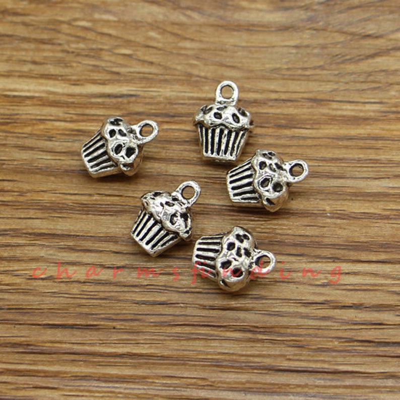 15pcs Cupcake Charm Cake Charms Antique Silver Tone 10x13x8mm Etsy