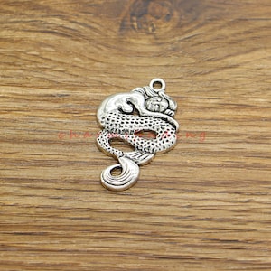 10 peças amuletos de sereia oceano mar amuletos tom de prata antigo 23x35mm cf4498