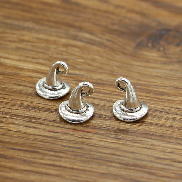 25pcs Chapeau de sorcière Charms 3D Charms Antique Silver Tone 11x11x11mm cf3939