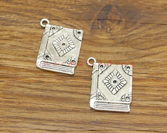 10pcs Book Charms Pendants Teacher School Study Office Charm Antique Silver Tone 22x26mm cf4966