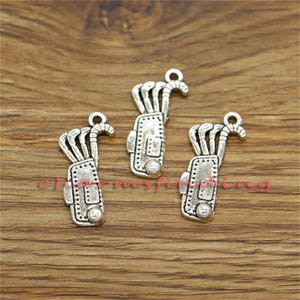 25pcs Golf Charms Golf Bag Charm Antique Silver Tone 12x25mm cf3228
