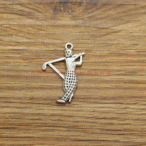 20pcs Golf Charms Golf Player Golfer Charm Pendants Antique Silver Tone 21x31mm cf4314