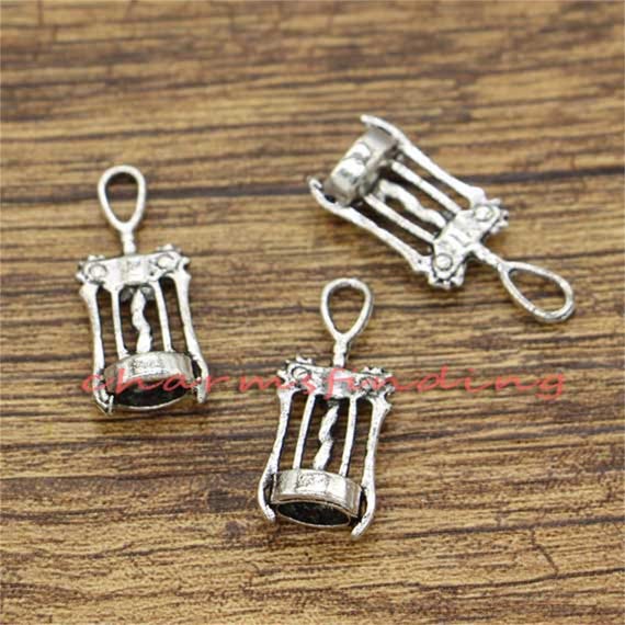 20pcs Wine Bottle Opener Charms Wine Charms 3D Charms Antique Silver Tone 26x11mm cf1905