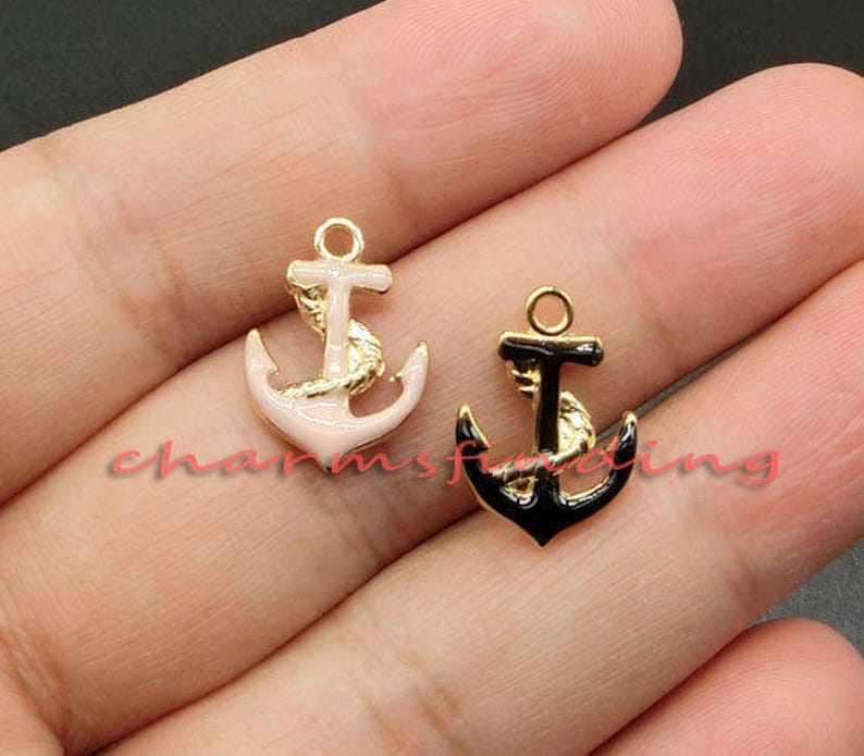 10pcs Anchor Charms Sailing Ship Charms Gold Plated Enamel Etsy
