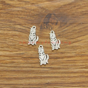 50pcs Wolf Charms Howling Wolf  Bulk DIY Charm Antique Silver Tone 8x17mm cf4874