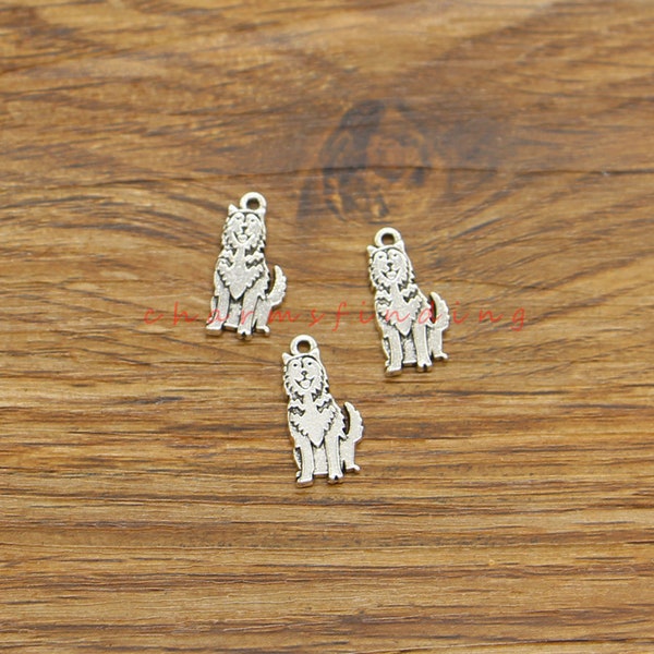 50pcs Wolf Charms Howling Wolf  Bulk DIY Charm Antique Silver Tone 8x17mm cf4874