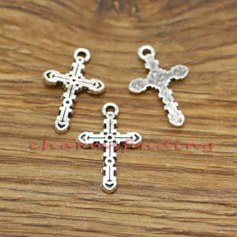 50pcs Cross Charms Religious Charms Bulk Charms Antique Silver Etsy