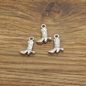 30pcs Cowboy Boot Charms Shoe Charms Antique Silver Tone 12x16mm cf4008