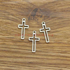 50 Stück Kreuz Charms Religiöser Glaube Chritian Bulk Charms Antik Silber Ton 11x23mm cf4623