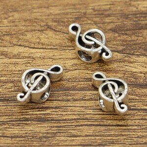 Sterling Silver Microphone & Music Note G Clef Charm - .925 Silver Dangle Bead For Bracelets