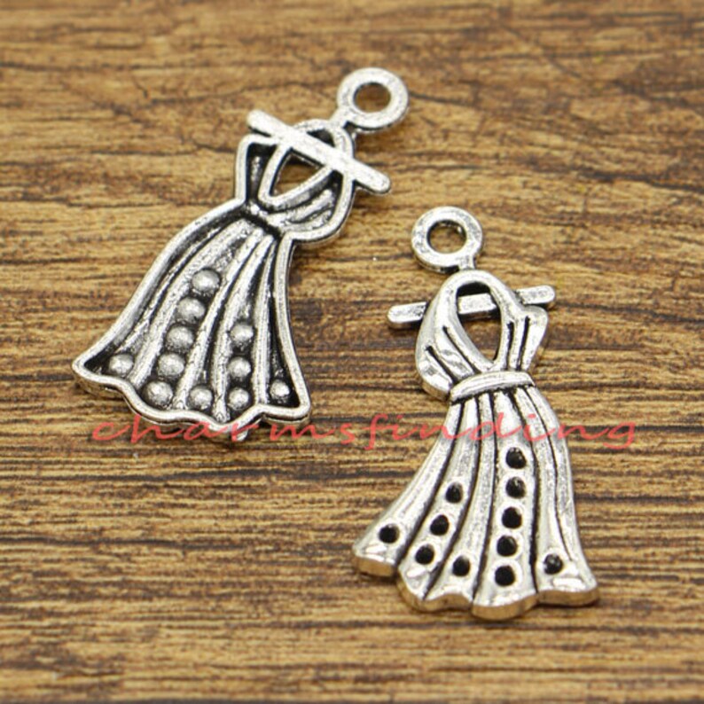 20pcs Dress Charms Fashion Charms Antique Silver Tone 34x17mm Etsy