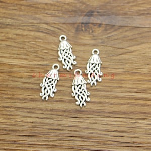 50pcs Flat Jellyfish Charms Ocean Sea Bulk Charm Antique Silver Tone 8x22mm cf4340