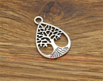 15pcs Teardrop Charms Pendants Metal Charms Earring Drops Antique Silver Tone 21x32mm cf3468