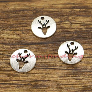 30pcs Reindeer Deer Charms Christmas Charms Antique Silver Tone 18x18mm CF1087
