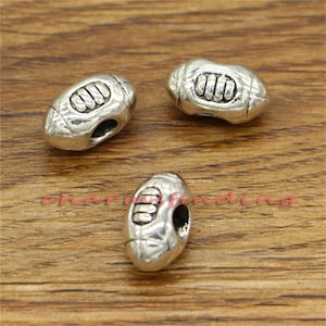 15pcs Football Rugby Beads European Bead Sports Beads Spacers Antique Silver Tone with 3.5-4mm hole 14x9x8mm cf2403