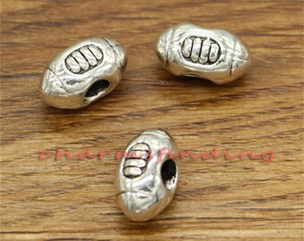 15 pcs Football Rugby Perles Perles Européennes Sports Perles Entretoises Ton Argent Antique avec 3,5-4 mm Trou 14x9x8mm cf2403