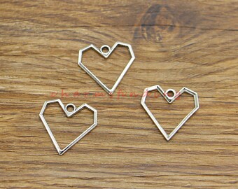 50pcs Heart Connector Charm Link Valentines Wedding Charms Antique Silver Tone 20x20mm cf4668