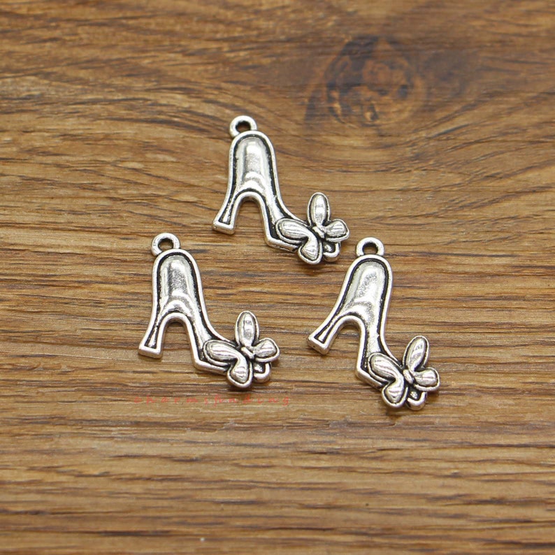 30pcs High Heel Shoe Charms Fashion Lady Charms Antique Silver Etsy