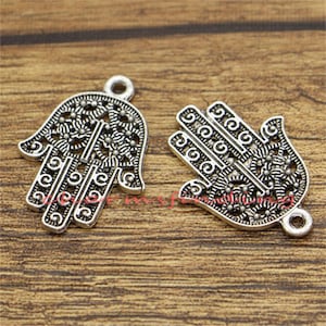 30 Stück Hamsa Fatima Hand Charms Anhänger Henna Charms Antik Silber Ton 29 x 21 mm sf1074