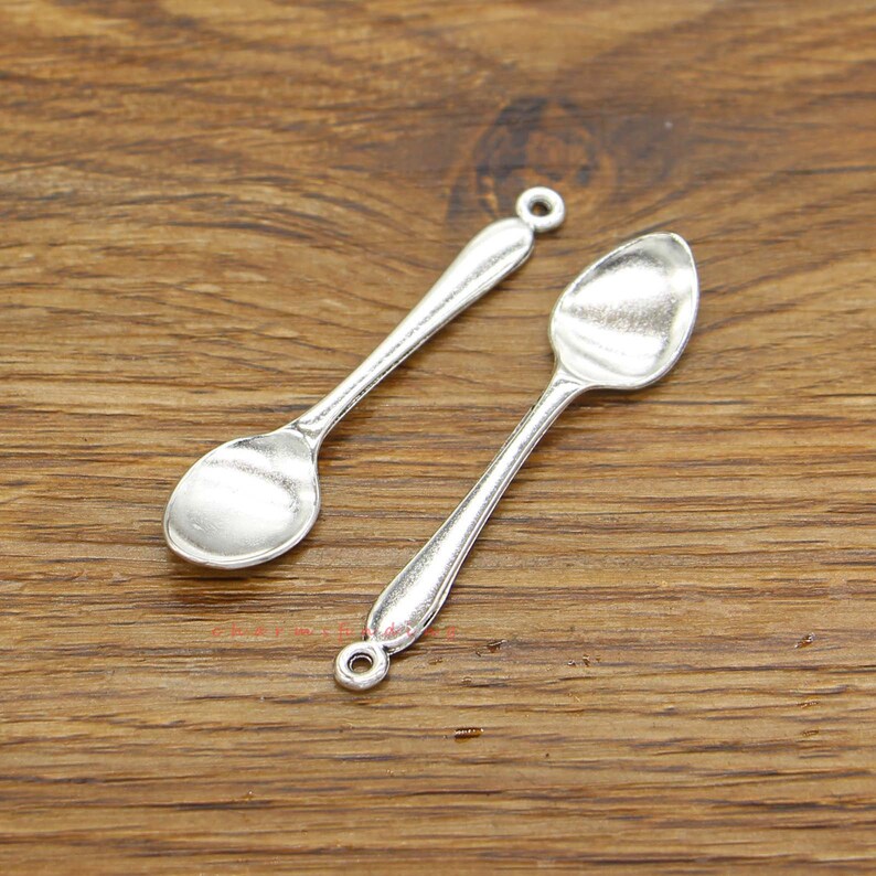12pcs Large Spoon Charms Pendants Cutlery Charm Antique Silver Etsy