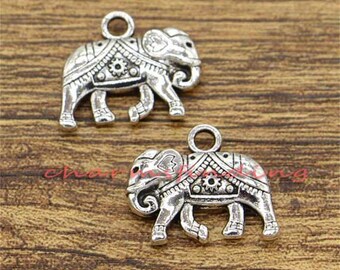 15pcs Elephant Charms Pendants Antique Silver Tone 17x20mm cf1975