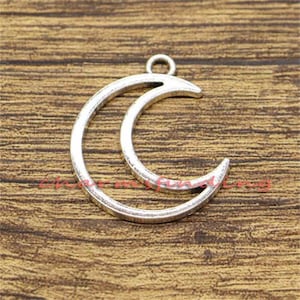 15pcs Large Moon Charms Crescent Quarter Moon Charms Antique Silver Tone 25x29mm cf2633