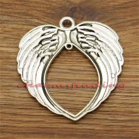 3pcs Huge Angel Wings Charm Pendant Antique Silver Tone 65x68mm