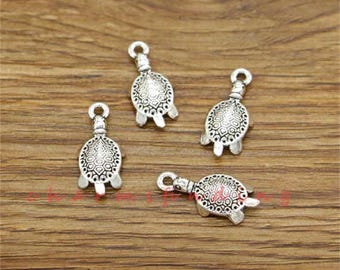 30pcs Turtle Charms Tortoise Charms Animal Charms Antique Silver Tone 9x20mm cf3684