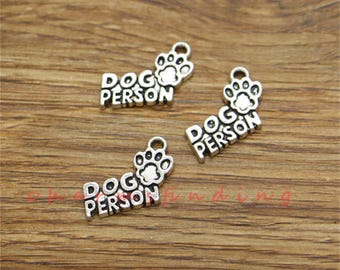 20pcs Dog Person Charm Antique Silver Tone 18x14mm cf3507