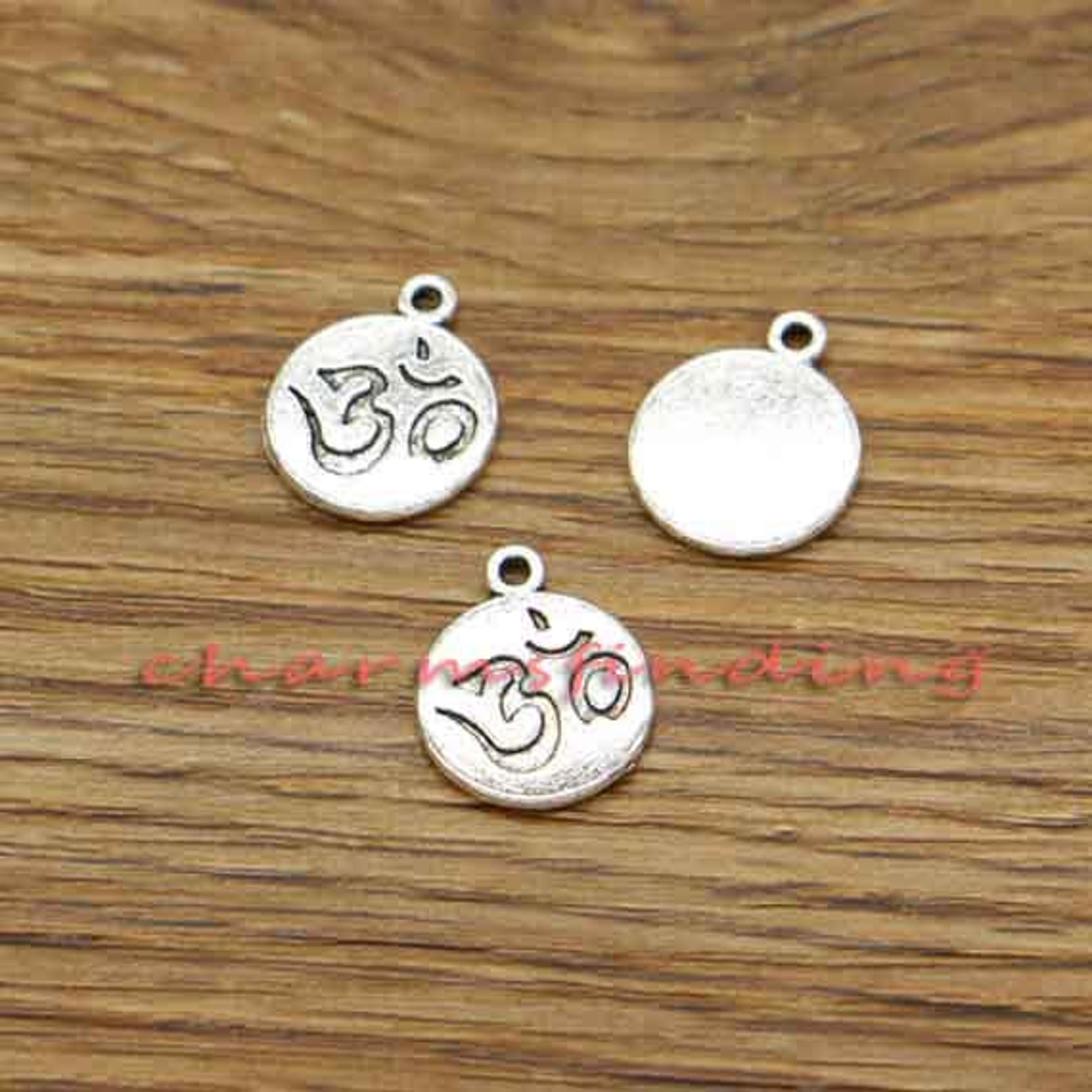 50pcs Om Charms Yoga Meditation Charms Disc Charms Antique Etsy
