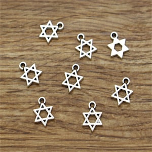 100pcs Star of David Charms Antique Silver Tone Findings Jewelry Making 9x12mm cf0343