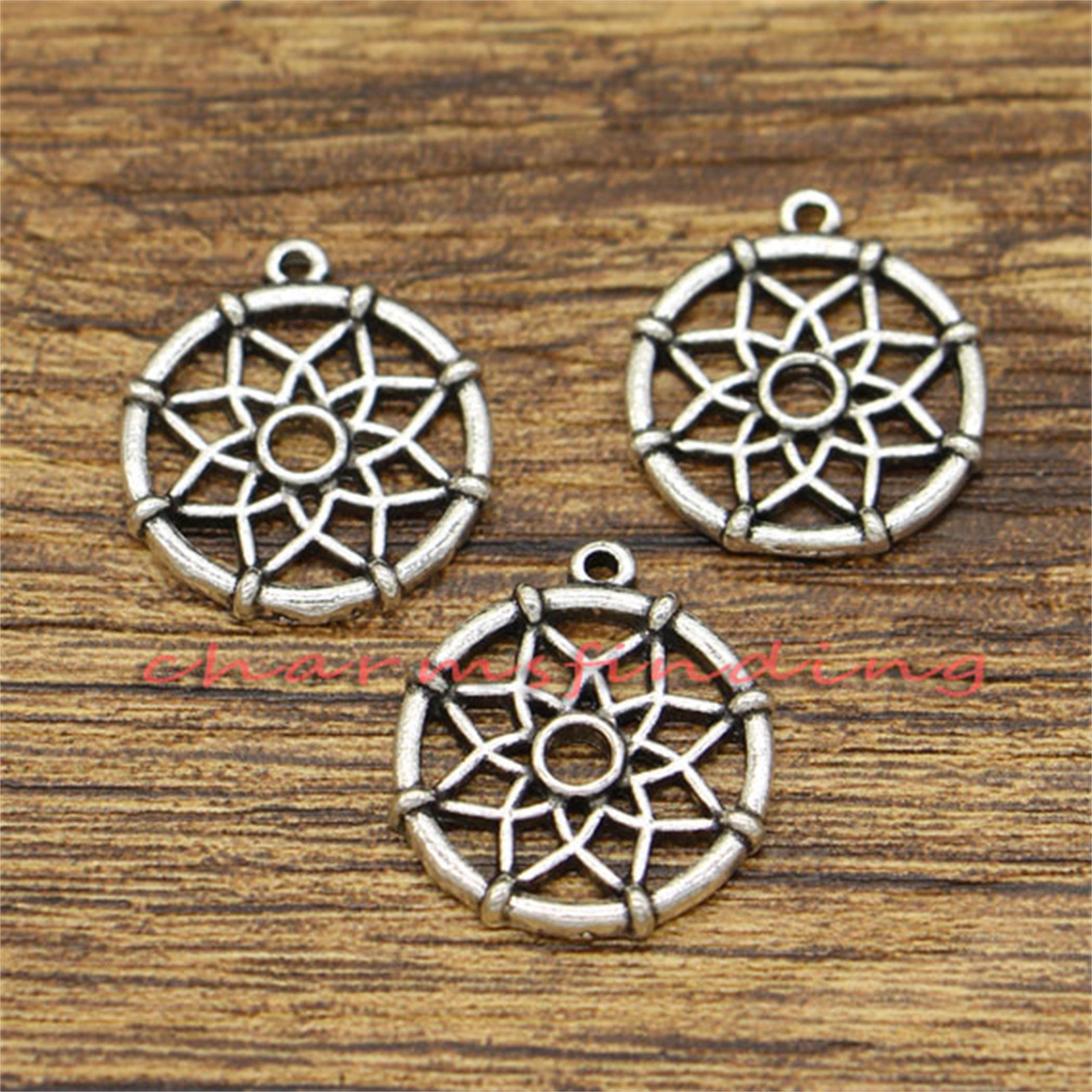 20pcs Dreamcatcher Charms Native Charm Antique Silver Tone