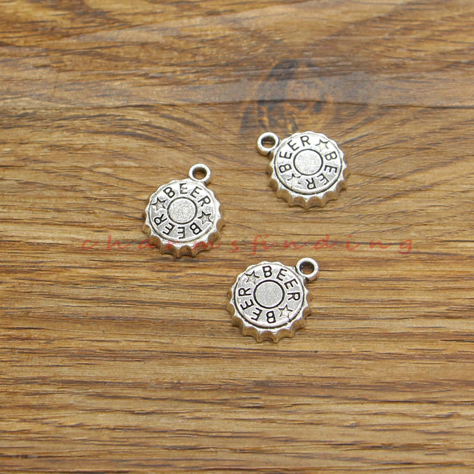 25pcs Beer Bottle Cap Charms Beer Charms Antique Silver Tone Etsy