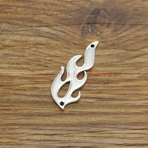 10pcs Flame Connectors Charms Blaze Fire Charm Links 2 Sided Antique Silver Tone 15x39mm cf4540