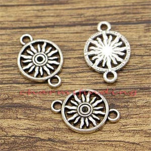 20pcs Sun Connectors Charms Celestial Charms Antique Silver Tone 16x23mm cf1323