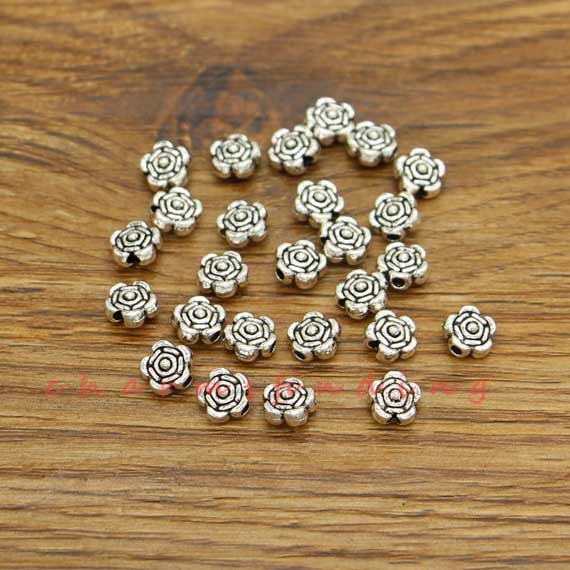 Large Hole Spacer Beads Metal Spacers Silver Spacer Beads Silver Spacers  Metal Beads 7x4mm 