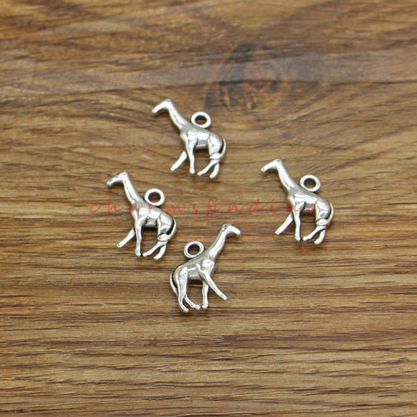 30pcs Giraffe Charms Zoo Animal Charms Antique Silver Tone 14x16mm cf4275