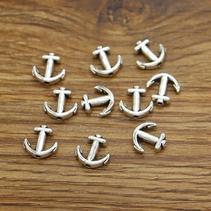 50pcs Anchor Beads Spacers Charms Nautical Sailing Beads Antique Silver Tone 10x10x3mm 1mm hole cf3875