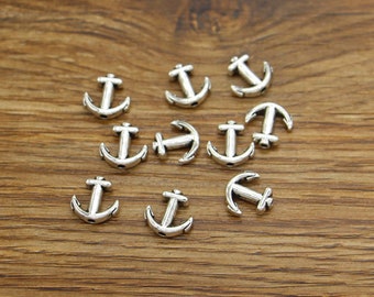 50pcs Anchor Beads Spacers Charms Nautical Sailing Beads Antique Silver Tone 10x10x3mm 1mm trou cf3875