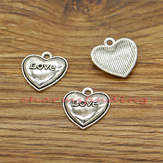 30pcs Heart Charm Valentine Charm Love Charms Antique Silver Tone 16x17mm  Cf3104 