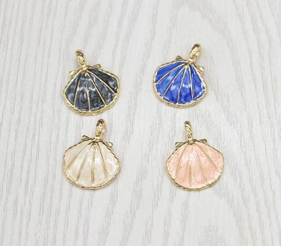 10pcs Enamel Shell Charm Pendant For Women Necklace Pendant Making Jewelry New 