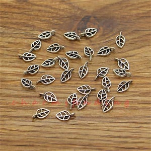 100/200/300pcs Leaf Charms Bulk Tiny Leaf Charm Antique Silver Tone 5x10mm cf3743
