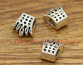 20pcs Crown Beads Spacers with 3.5mm hole approx Antique Silver Tone Beads 12x12x7mm cf0046