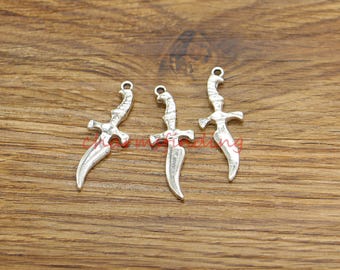 20 pièces pendentifs breloques épée fournitures de bricolage ton argent antique 13 x 36 mm cf5128