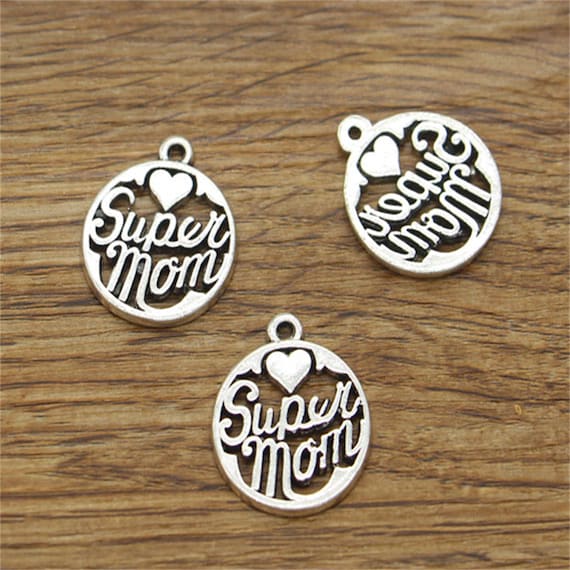 Jewelry Charms Super Mom Charm Super Mom Charm,925 Sterling Silver