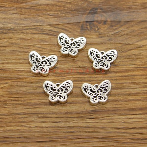 50pcs Butterfly Charms Bulk Fly Moth Charms Antique Silver Tone 16x13mm cf5077