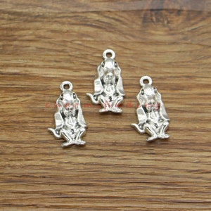 20 Stück Basset Hound Hund Charms Tier Haustier Charme Antik Silber Ton 14x25mm sf4300