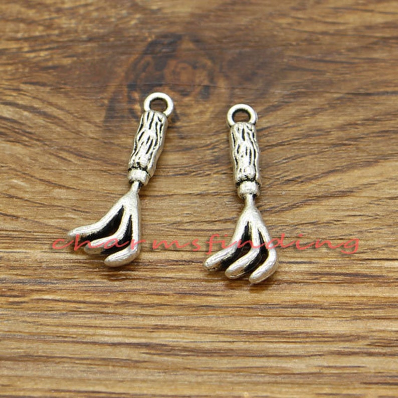 20pcs Rake Charms Tool Charms Antique Silver Tone 26x10mm cf0728