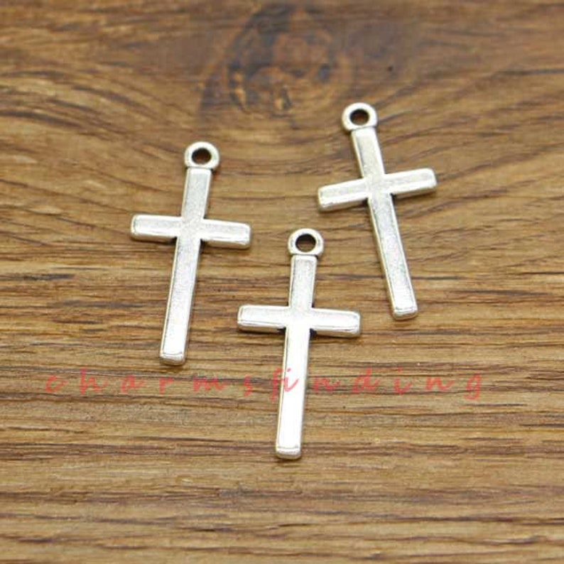 40pcs Cross Charms Religious Bulk Charms Antique Silver Tone Etsy